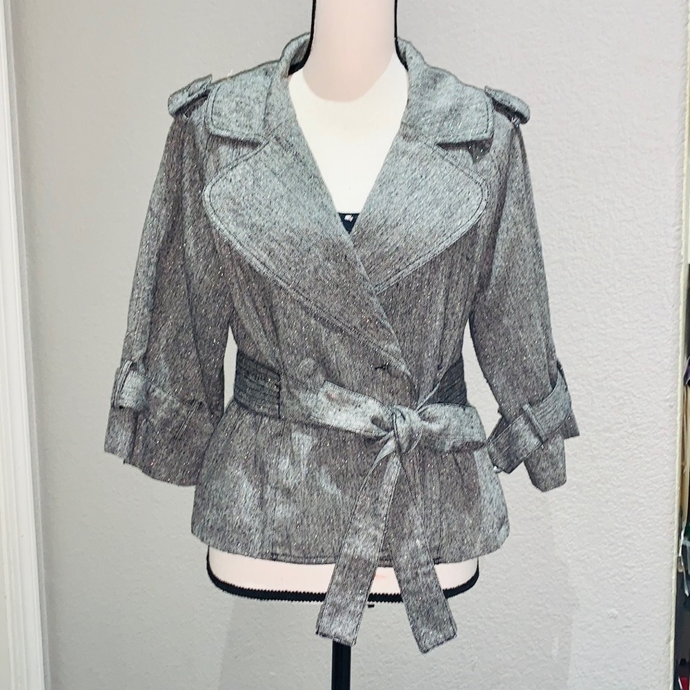 FreewayWool Blend Double Breasted Short Jacket. with SilverDust Glitters. Medium